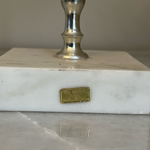 Crystal Cut Glass Dish Marble Pedestal Made In Italy Vintage - Picture 5 of 8